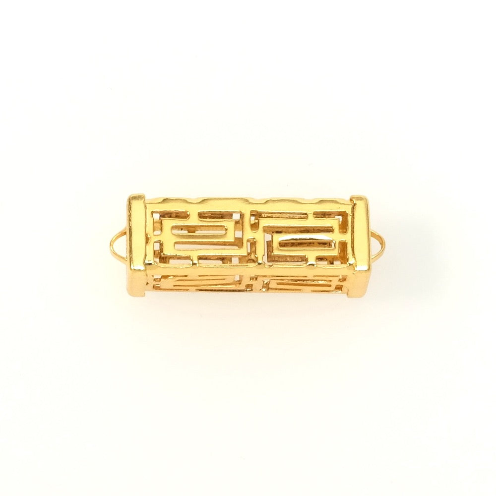 Pendentif connecteur graphique rectangle en laiton doré à l'or fin 24K Premium