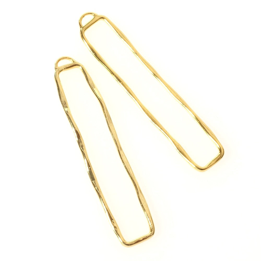 Pendentif rectangle ondulé en laiton Doré à l'or fin 24K Premium