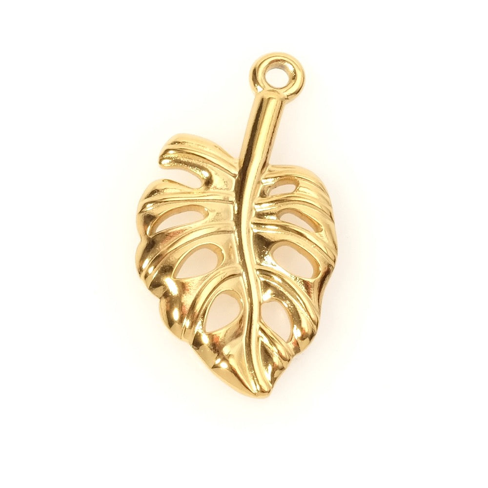 Pendentif Monstera en acier inoxydable 304 Doré 18K