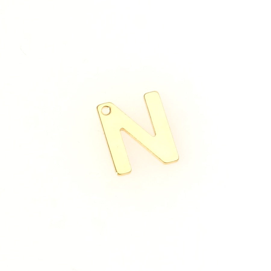 Pendentif Lettre N en acier inoxydable 304 Doré 18K