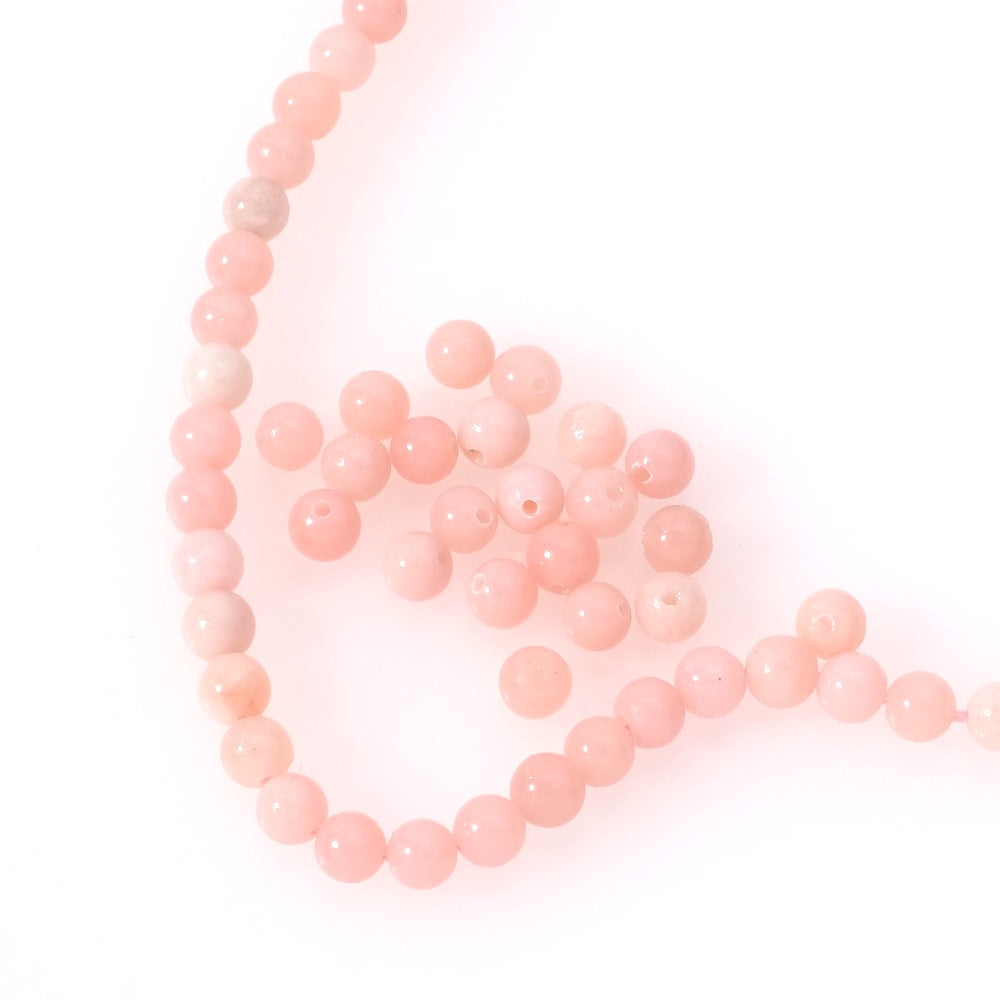 10 perles naturelles rondes 4,5mm en Opale rose