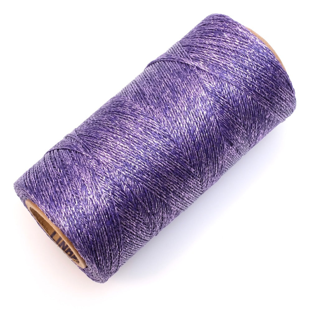 Bobine de fil ciré Linhasita 0,5mm pour micro macramé - Violet métallisé