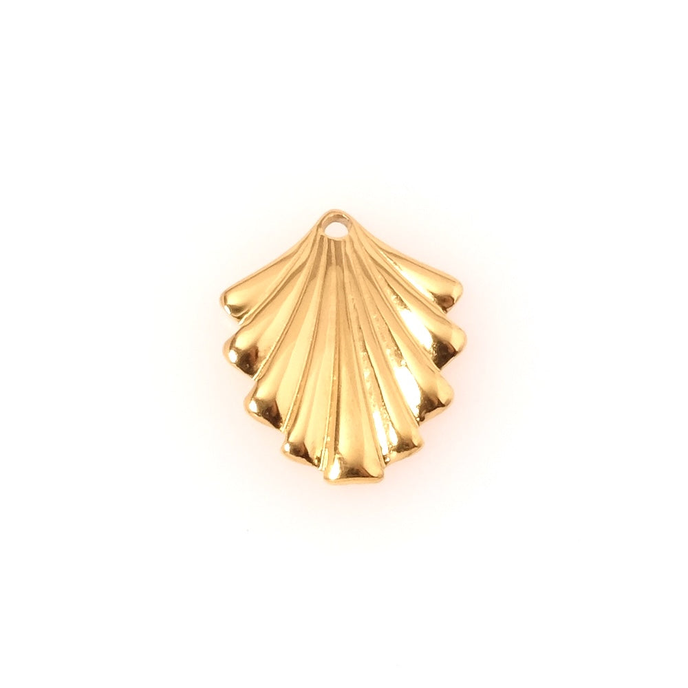 Pendentif feuille ondulé en acier inoxydable 304 Doré 18K