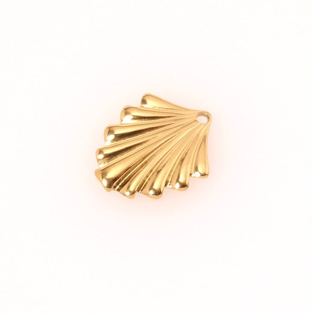 Pendentif feuille ondulé en acier inoxydable 304 Doré 18K