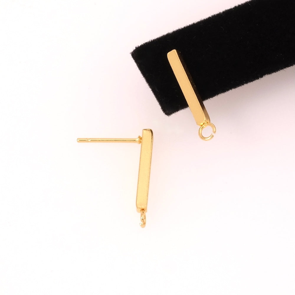 boucles d'oreilles clous rectangle en acier inoxydable 316 Doré 18K