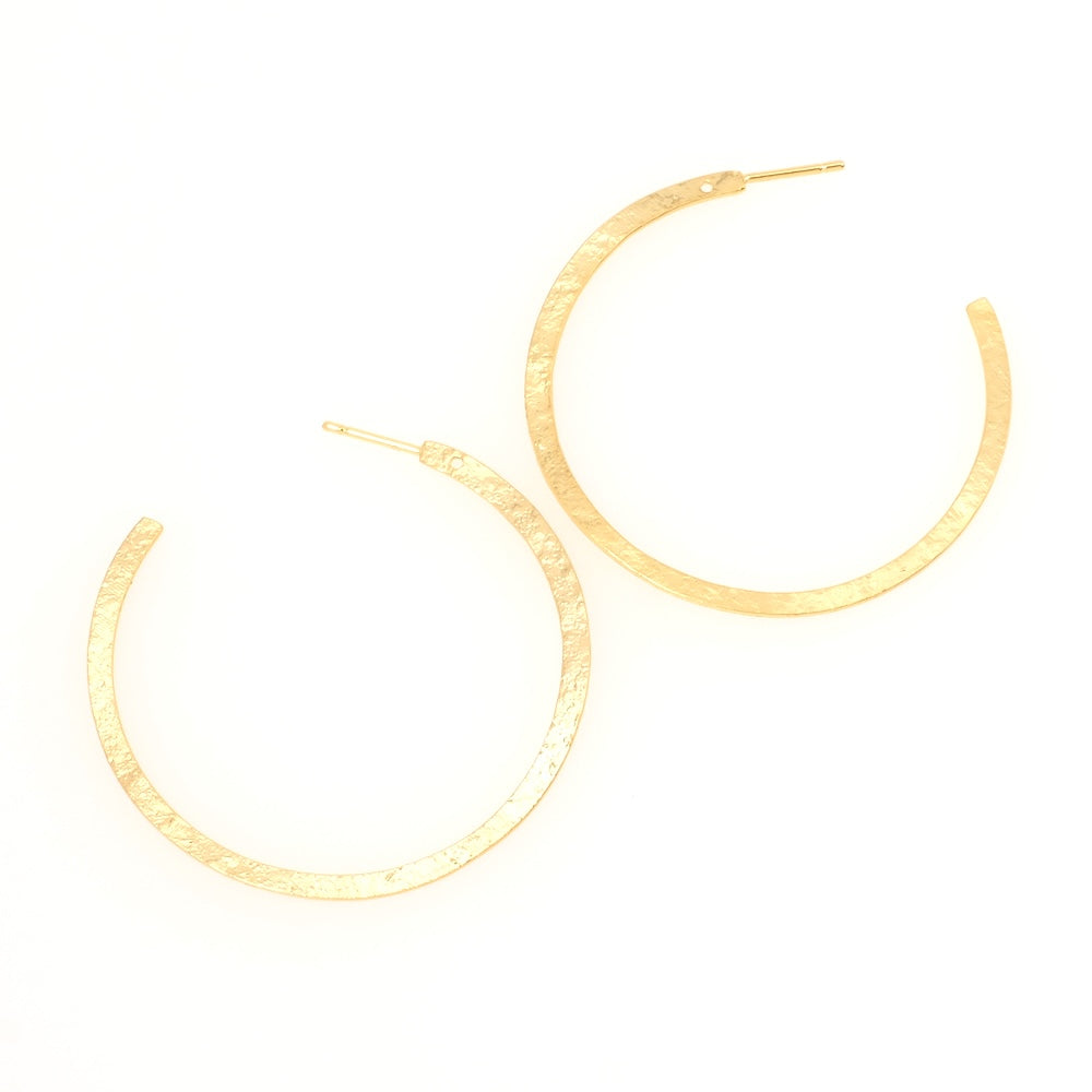 Boucles d&#39;oreilles Créoles clous 3/4 en laiton Doré à l&#39;or fin 24K Premium