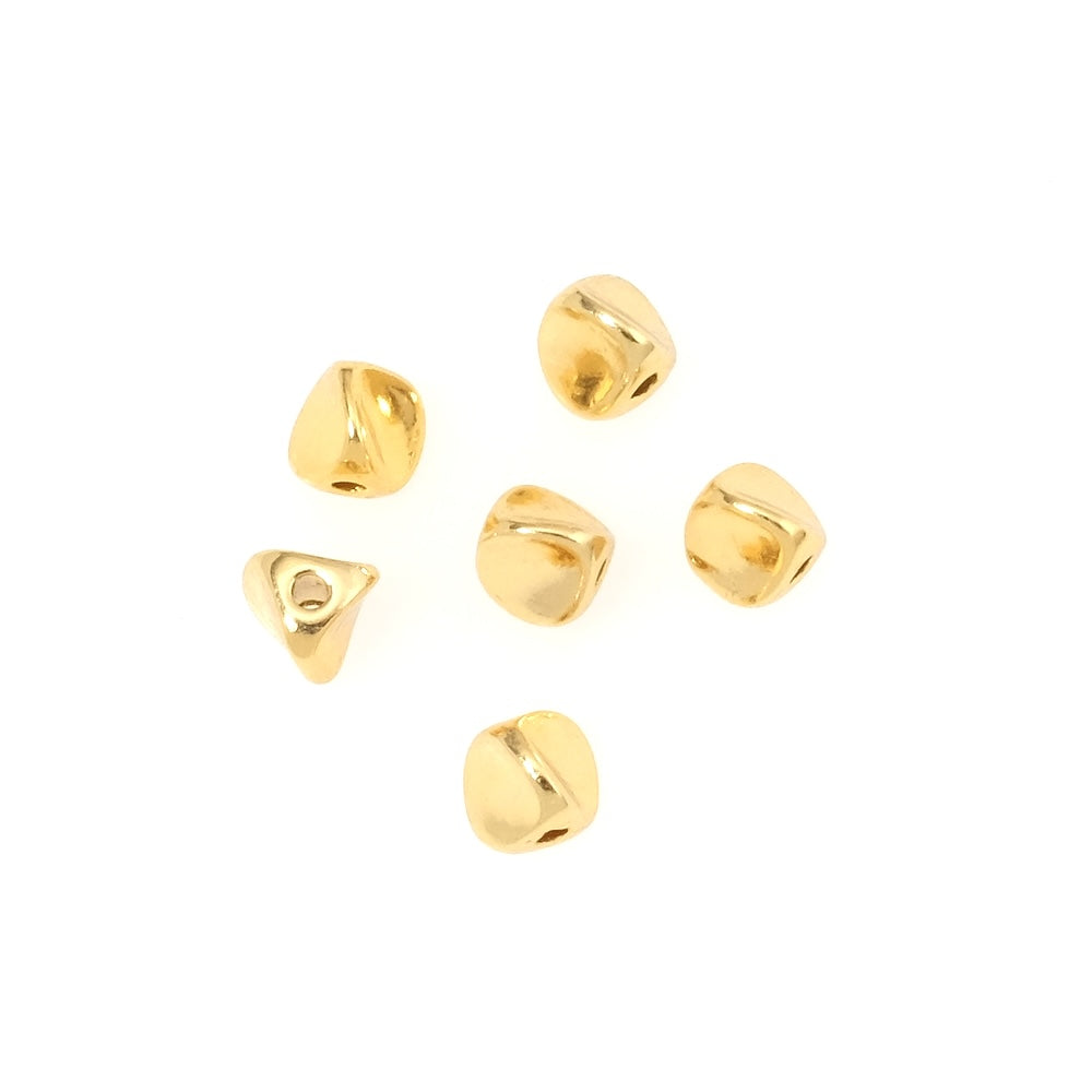 6 perles triangles 5mm en laiton Doré à l'or fin 24K Premium