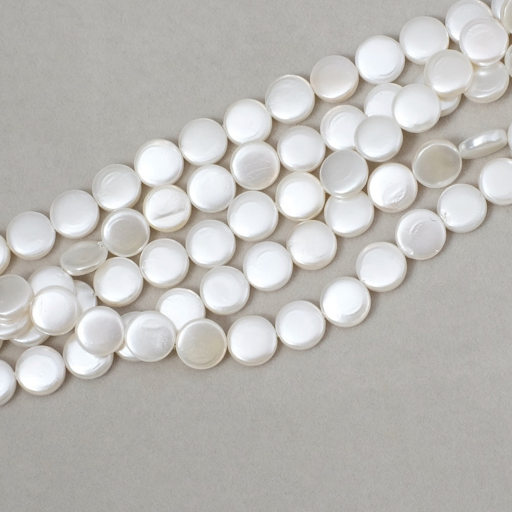 10 perles palets 8mm de Nacre blanche