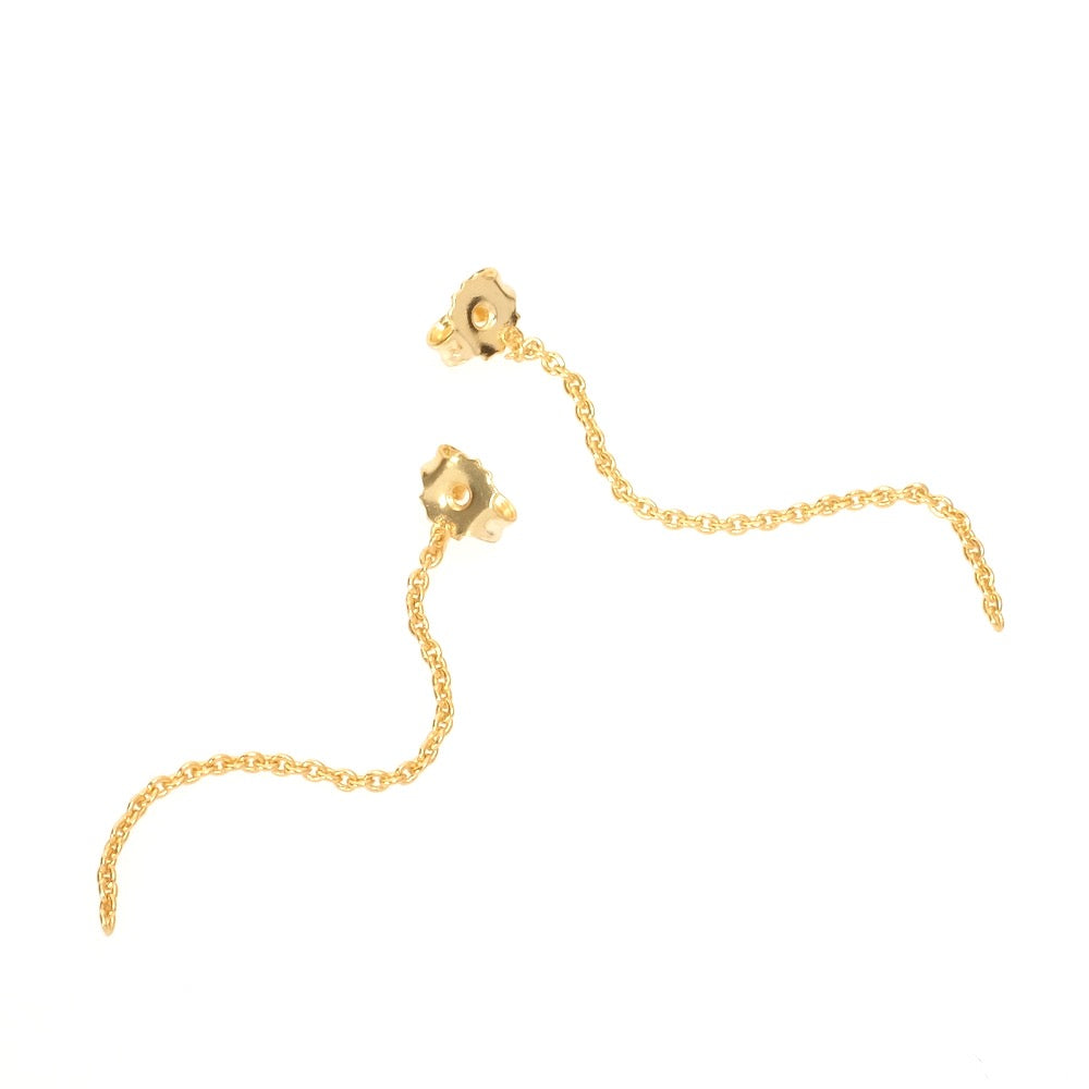 Paire de fermoirs pour Boucles d&#39;oreilles avec chaine pendante en laiton doré à l&#39;or fin 24K Premium