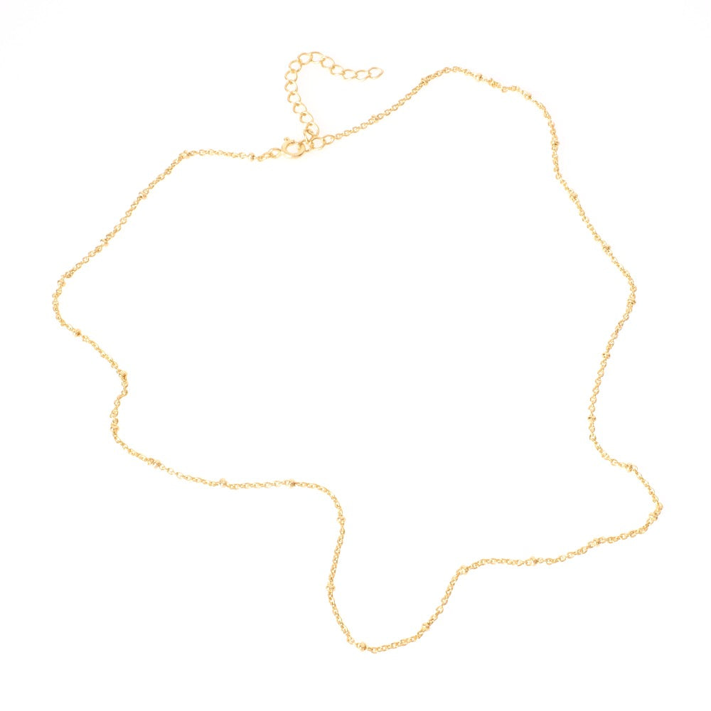 Collier chaine montée maillon boule soudée en Laiton doré à l&#39;or fin 24K Premium