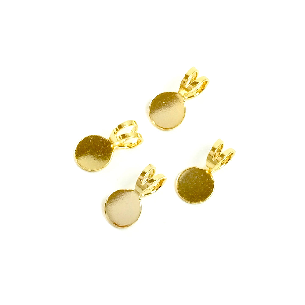 4 Pendentifs bélière à coller Doré à l'or fin 24K