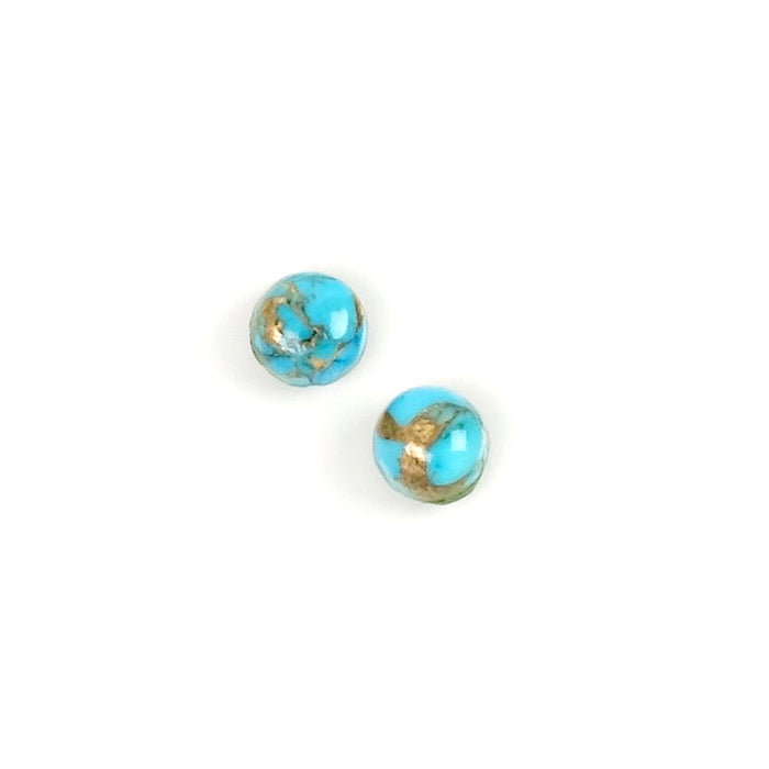 2 Cabochons de pierre naturelle Rond 4mm Turquoise cuivrée