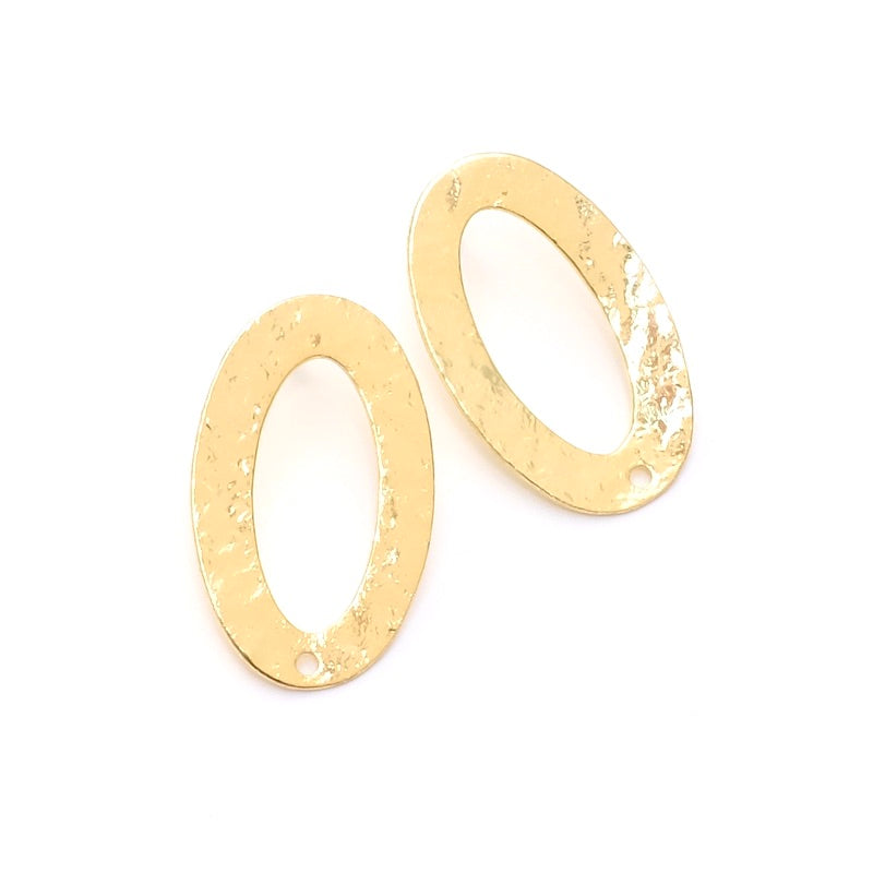 Boucles d'oreilles clous Ovales en laiton doré à l'or fin 24K, la paire