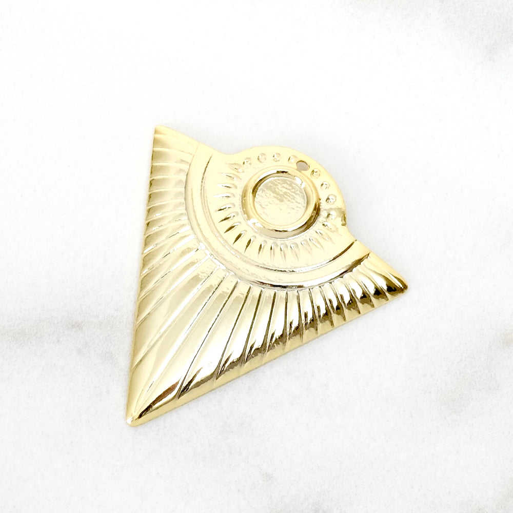 Pendentif Ethnique Triangle en Laiton Doré à l&#39;or fin 24K