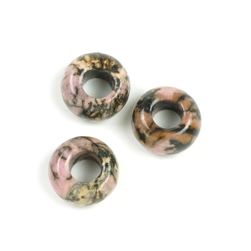 Perle naturelle donuts 14mm en Rhodonite