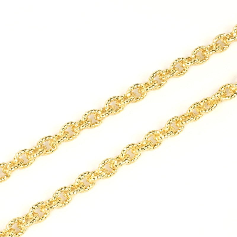 25cm de chaine petits maillons ovales torsadé Doré à l'or fin 24K