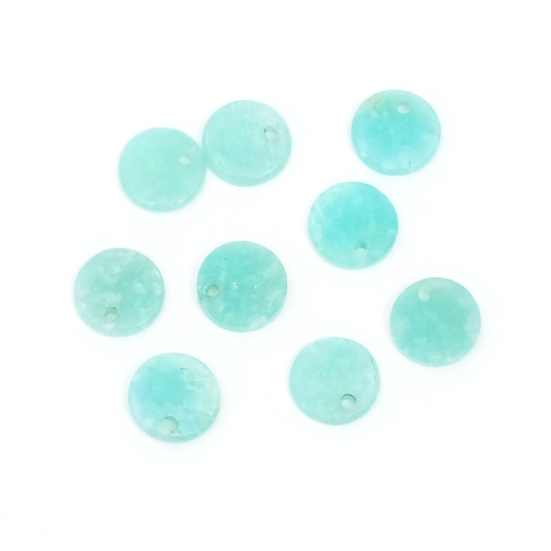 Pendentif sequin rond 8mm en  pierre naturelle Amazonite