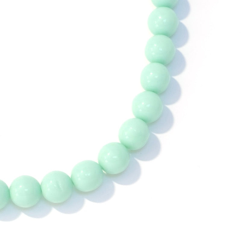 Fil de perles de Bohème rondes 8mm Vert menthe opaque