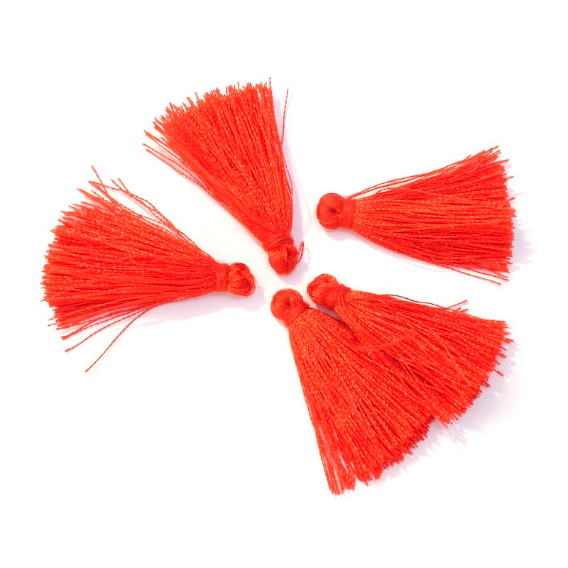 6 Pompons en polyester 30mm Rouge