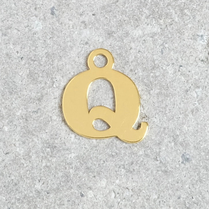 Pendentif lettre Q en argent 925 doré à l'or 24K