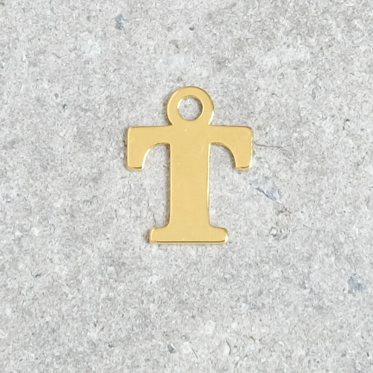 Pendentif lettre T en argent 925 doré à l'or 24K