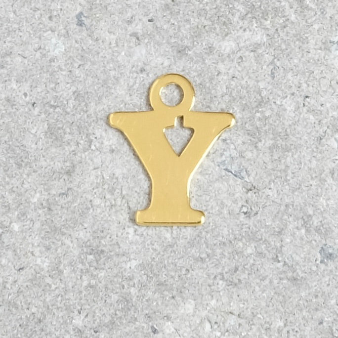 Pendentif lettre Y en argent 925 doré à l&#39;or 24K