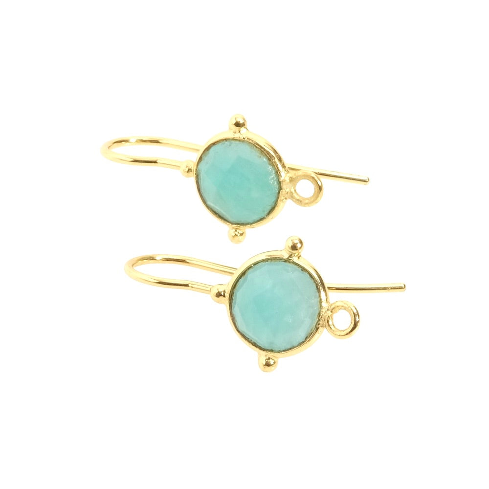 Boucles d'oreilles sertis Amazonite en Laiton doré à l'or fin 24K Premium, la paire