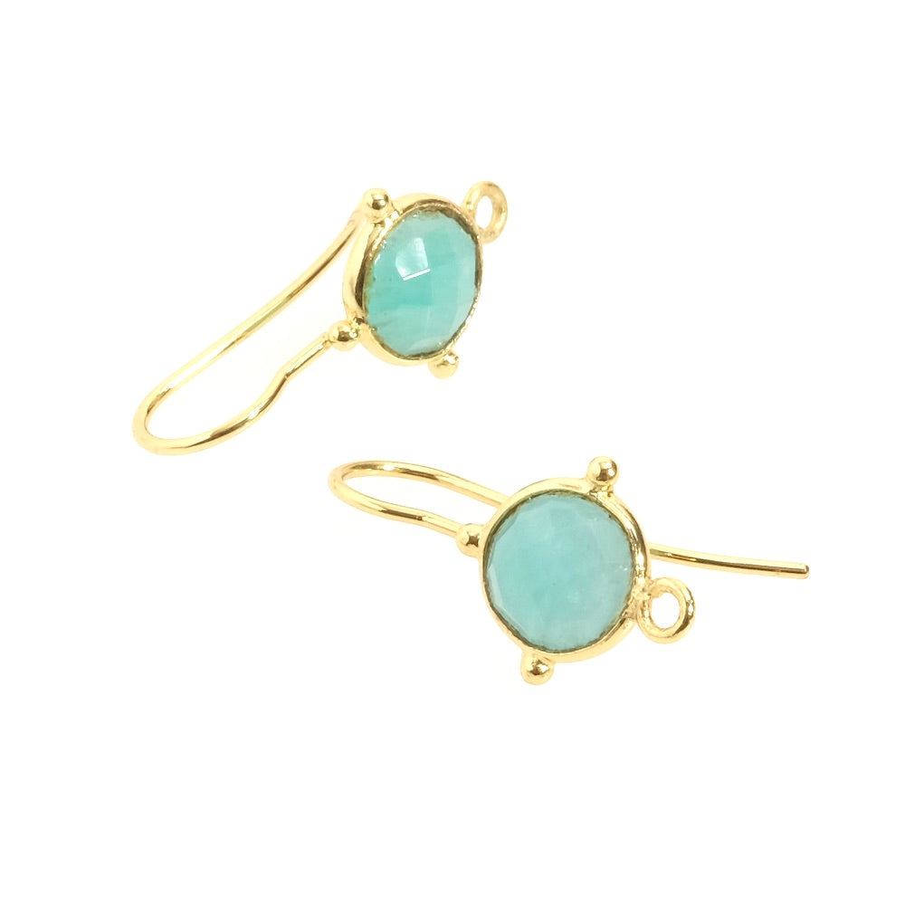 Boucles d'oreilles sertis Amazonite en Laiton doré à l'or fin 24K Premium, la paire