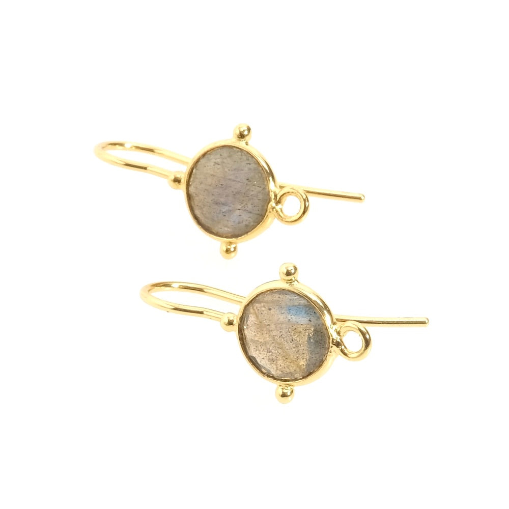 Boucles d&#39;oreilles sertis Labradorite en Laiton doré à l&#39;or fin 24K Premium, la paire