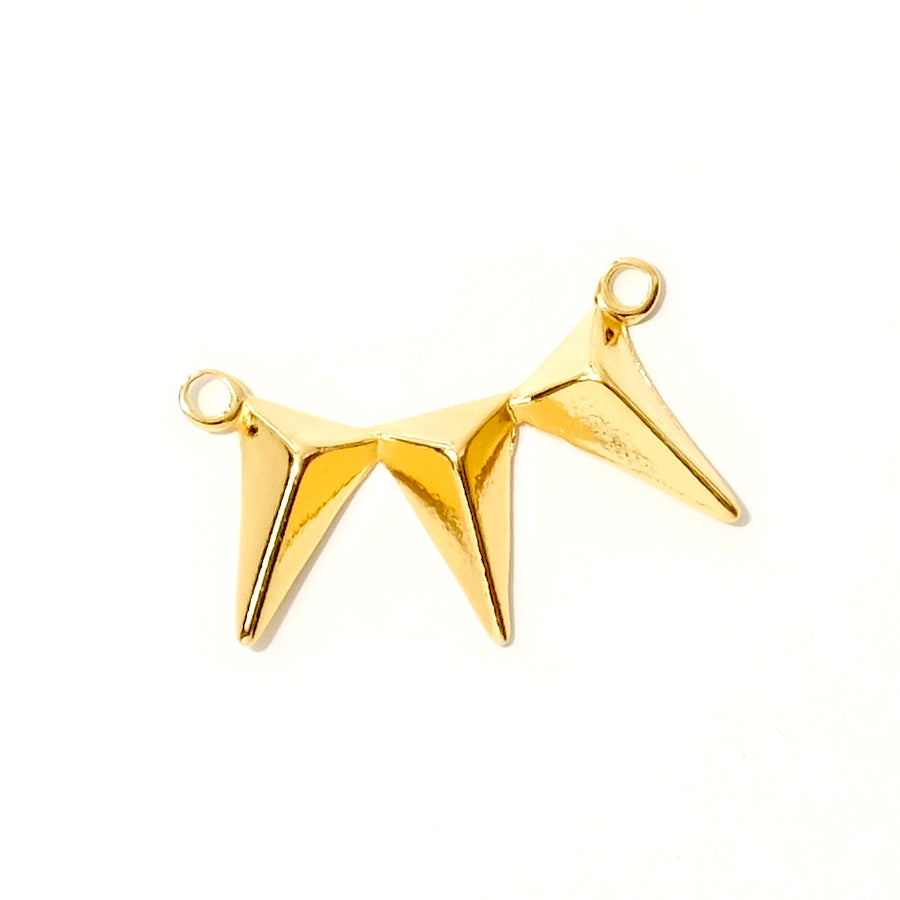 Pendentif connecteur triangle en argent 925 doré à l'or 24K