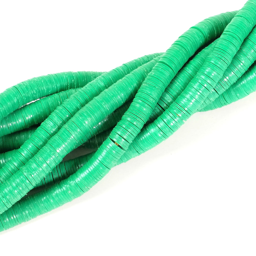 Véritables Perles Heishi 6mm de vinyle Vulcanite africain Vert