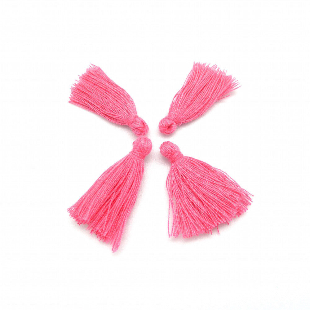 Lot de 4 Petits Pompons en coton 25mm fuchsia